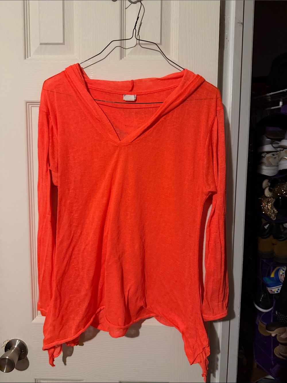 Ingear Neon Orange Long Sleeve V-Neck Tunic Top